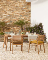 Mesa de Comedor de Madera de Teca Sólida para Banquetes, Restaurantes, Hoteles, Villas, Resorts, Cafés, Mobiliario Comercial para Hostelería, Venta al Por Mayor