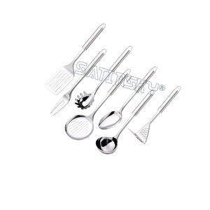 Ensemble d'ustensiles de cuisine professionnels Satinsky en acier inoxydable, 7 pièces, avec poignée ergonomique, comprenant une cuillère à soupe et une cuillère ajourée - Product Image 1