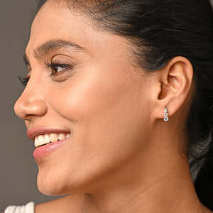 NOVAMART Fine 925 Sterling <b>Silver</b> <b>Drop</b> <b>Earrings</b> 3 Stones Hoop Huggies Bali Style Rose Gold 14K/18K Hook Trendy Jewelry Main Whol - Product Image 4