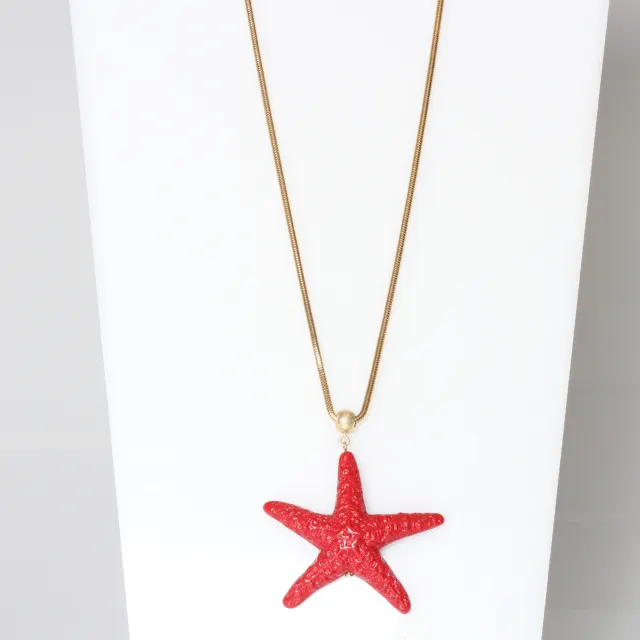 Collana lunga pendente seastar con catena in ottone serpente fatta a mano in italia