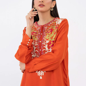 Robes décontractées lavables Kurtis imprimées numériques brodées pour femmes pour un usage quotidien - Product Image 3