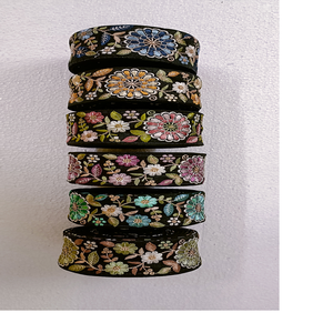 สั่งทําพิเศษบนเครื่องปักลูกไม้ฐานสีดํา ลายดอกไม้และสีสันสําหรับชุดแต่งงานกว้าง 1.5 นิ้ว - Product Image 6