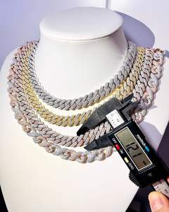 22mm Vermeil Oro Rosa Chapado Redondo Brillante Corte Moissanite Diamante Iced Cuban Rope Cadena Collar de Compromiso - Product Image 3