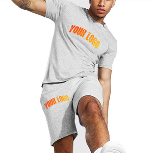 ชุดวอร์มสองชิ้นเสื้อยืดและกางเกงขาสั้นผ้าฝ้ายพิมพ์ลายบนหน้าจอทรงโอเวอร์ไซส์สำหรับฤดูร้อนเสื้อผ้าแนวสตรีทผ้าคอตตอน100% - Product Image 1