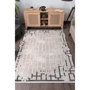 Tapis de chambre à coucher, d'étude, pour enfants, Netline, 100% acrylique, anti-peluches, facile à nettoyer, durable, gris moderne, Elkenz 7560, tapis de maison, tapis de maison - Product Image 1