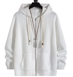 Sweat-shirt à capuche zippé surdimensionné de style scolaire pour hommes et femmes, personnalisé, OEM, vente en gros, imprimé et texturé - Product Image 1