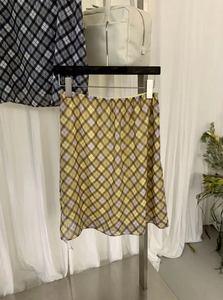 Falda Midi a Cuadros Amarilla Estilo Y2K al por Mayor para Mujer, Falda de Cintura Alta con Corte en A para Festivales de Verano, Prendas Personalizadas 100% Poliéster OEM - Product Image 4