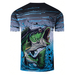 Chemise de pêche pour homme grande taille, imprimée par sublimation, séchage rapide, spandex/polyester, vente en gros, vêtements de pêche personnalisés - Product Image 2