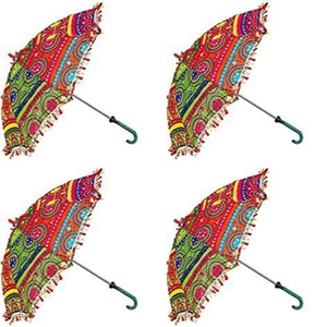 Sombrilla Decorativa India Vintage para Bodas con Varilla de Hierro, 63 cm de Diámetro Abierto, Diseño Plegable Rajasthani - Product Image 1