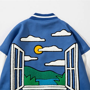 แจ็กเก็ตเบสบอลผ้ากำมะหยี่แขนยาวสำหรับผู้ชายงาน OEM ออกแบบได้ตามต้องการแผ่นผ้ากำมะหยี่ที่ติดทนความร้อนดีไซน์ล่าสุดสำหรับฤดูหนาว-XS - Product Image 5