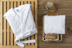 CORESOFT LUXURY RIBBED STRIPED COTTON <b>TOWELING</b> / BATHROBES-<b>TURKISH</b> WOVEN ECO-FRIENDLY RECTANGLE HOME USE - Product Image 4