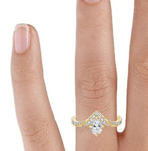 Graceful femmes argent trois pierres laboratoire cultivé Moissanite princesse coupe broche ensemble IGI certifié fin orteil bague de fiançailles de mariage - Product Image 6