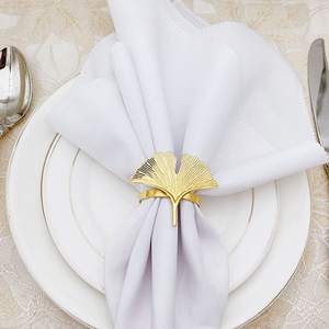 Anillo de Servilleta Dorado con Diseño de Hoja de Ginkgo, Exportaciones de Calidad Genuina, Seguro para Alimentos, Porta Servilletas Especial a Precio de Mayoreo - Product Image 1