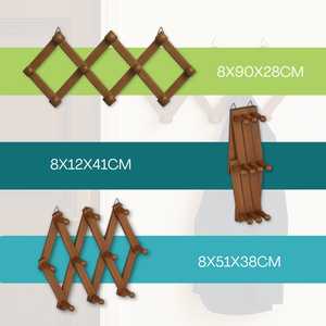 10 ganci arrotondati resistenti e pratici allungabili 90x7x42 cm appendiabiti in legno comodo e salvaspazio - Product Image 2