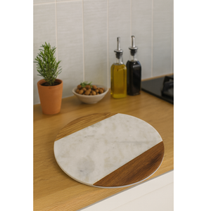 Tabla de cortar de madera de mármol blanco de estilo americano, bandeja de servicio decorativa de diseño multifuncional y tabla de cortar de platos para el hogar - Product Image 4