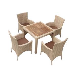 <strong>4</strong> <strong>Seater</strong> Patio Outdoor Dining <strong>Bistro</strong> <strong>Set</strong> Aluminum Frame Patio Furniture <strong>Set</strong> With Teak Decor Table - Product Image 1