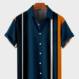 Camiseta de manga corta informal para hombre, blusa de gran tamaño para gimnasio con estampado, a rayas, vintage, para polo - Product Image 6