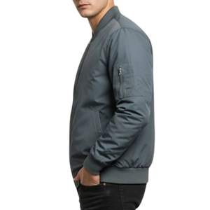 Blouson aviateur gris acier pour homme, logo personnalisé, style baseball, veste de survêtement, coupe-vent, léger, printemps, automne, veste décontractée - Product Image 3