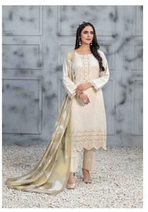 Dernier hiver modeste droite lin Lenin Kameez costumes pour femmes respirant col haut exquis broderie adultes genou-longueur - Product Image 4