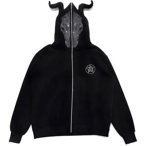New Fashion Rhinestone <b>Skeleton</b> <b>Full</b> Face Zip Hoodie Streetwear Heavy Weight <b>Full</b> Zip up Hoodie for Men Women - Product Image 3