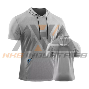 Trendy Men's 100% Polyester <b>Short</b> <b>Sleeve</b> <b>Hoodie</b> Designer Pattern Breathable Fitness Tee for Active Summer Training Size 6XL - Product Image 1