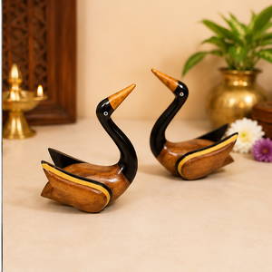 Figuras de cisnes de madera hechas a mano, 2 piezas, esculturas de animales tradicionales, decoración de mesa, adorno para sala de estar - Product Image 2