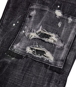 Pantalones Vaqueros Personalizados de Última Moda para Hombre, Transpirables, Tejidos, con Parches Grises Desgastados, Diseño Personalizado - Product Image 3