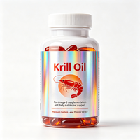 Étiquettes personnalisées Haoxuan pour bouteilles d'huile de krill, film holographique, autocollants imprimés imperméables pour emballages de compléments alimentaires haut de gamme