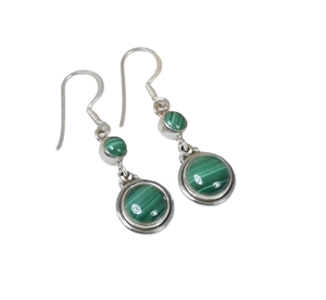 Boucles d'oreilles pendantes boucles d'oreilles cadeau pour femmes fiançailles Malachite 925 boucles d'oreilles en argent Sterling massif pour cadeau de mariage donnant des bijoux - Product Image 1