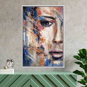 Toile imprimée : élégant portrait abstrait de femme, art mural, toile encadrée blanche - Product Image 1