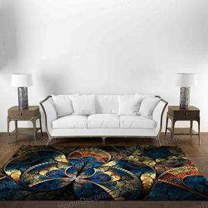 Tapis à motif fractal, Tapis imprimé, Tapis doux, Design moderne, Tapis en chenille - Product Image 3