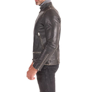 Chaqueta de Cuero de Cordero Genuino Negro Personalizada de Alta Calidad para Hombre, Chaqueta de Cuero de Moda para Invierno al Aire Libre con Mangas para Hombre - Product Image 3