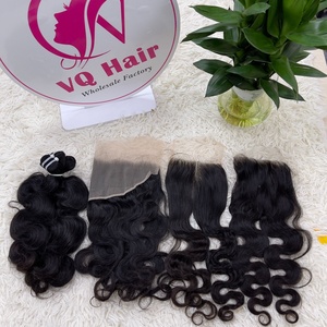 Vente chaude Naturel Noir Vierge Vietnamien Cheveux Lâche Vague Profonde Corps Vague Bundles Fermeture Frontale Perruques Vendeur En Gros Rapide Rapide - Product Image 3