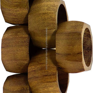 Juego de servilleteros de madera natural hechos a mano para decoración de mesa de comedor elegante y banquetes de boda servilleteros rústicos de FWE - Product Image 1