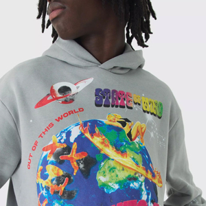 เสื้อฮู้ดผ้าบาติกสำหรับผู้ชายผ้าฝ้าย100% 420หนา GSM ผ้าเทอร์รี่สไตล์วินเทจ - Product Image 3