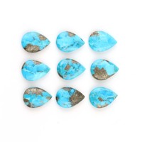 Pierre précieuse naturelle en pyrite turquoise bleue dorée, forme poire, 12x16mm, diamètre du trou, cabochon lisse, polissage brillant, pour la fabrication de bagues, taille personnalisée, bijoux