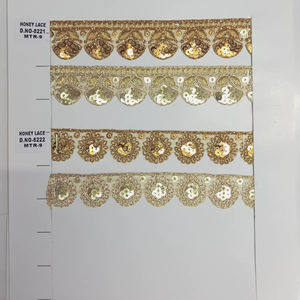 Tela de encaje bordado floral colorido con patrones intrincados Moda de gama alta para negocios para ropa y bolsos - Product Image 1