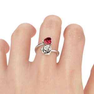 Jeulia Heart Cut <b>Garnet</b> <b>Ring</b>-Sterling <b>Silver</b> Flower Design Romantic Gift - Product Image 4
