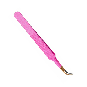 Ensemble de pinces à extensions de cils professionnelles, robustes, courbées, à pointe dorée rose, en acier inoxydable, anti-magnétiques, Kaamir KI-LT-2537, précision - Product Image 2