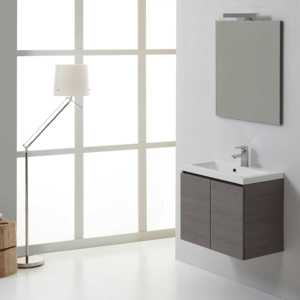 Mueble de Baño Koricini de Diseño Italiano de 60 cm con Dos Puertas, Gris, Mueble Suspendido en la Pared - Product Image 1