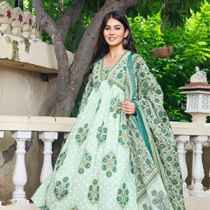 Mới Hợp Thời Trang Truyền Thống Jaipuri Thêu Kurti Set Cotton Kurta Cho Mùa Đông Bên Phụ Nữ 'Quần Áo Trực Tiếp Từ <span class=keywords><strong>Jaipur</strong></span> Ấn Độ - Product Image 1