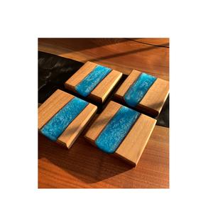 Posavasos de Resina y Madera Modernos de Primera Calidad, Forma Hexagonal, Calidad Sólida, 100% Hechos a Mano, Acabado Sólido - Product Image 2