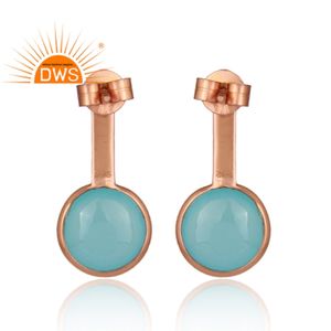 ต่างหูพลอยคาลซิโดนีชุบทองสีโรสเตอร์เงินต่างหูแบบปรับแต่งได้สำหรับผู้หญิง - Product Image 3