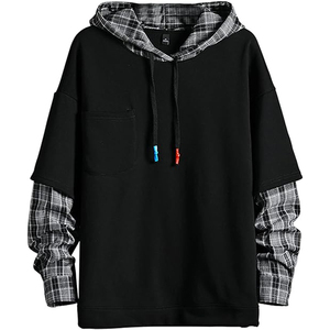 Sweat à capuche brodé de haute qualité pour homme, style color block, coupe classique, streetwear décontracté - Product Image 1