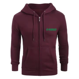 Men's Custom Full Face Zipper Hoodies Men's 100% Cotton Fleece Breathable Street Wear Hooded <b>Sweatshirt</b> - Product Image 6
