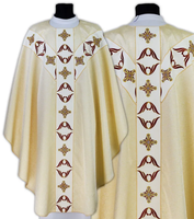 Chasuble catholique en polyester de qualité et brodé à la machine étole célébrant prêtre Vintage Robe Robe Cape