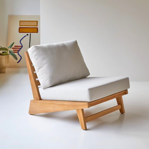 Canapé d'extérieur et d'intérieur moderne à une place avec coussin résistant à l'eau, structure en teck pour usage hôtelier - Product Image 3