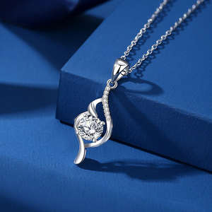 Collier pendentif en argent sterling 925 avec moissanite 1CT, bijoux fins élégants, tendance, personnalisés pour mariage, Black Pearl Jewels - Product Image 4