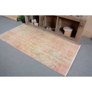 Tapis Vintage Turc Grand 3.2 X 6.4ft Orange Beige Laine Latex Support Motif Abstrait Forme Rectangulaire pour Couloir Tapis de Chambre - Product Image 2