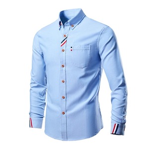 Camisas informales de verano de manga larga de algodón puro para hombre, cómodas camisas de algodón de color sólido a cuadros con botones de ajuste estándar - Product Image 2